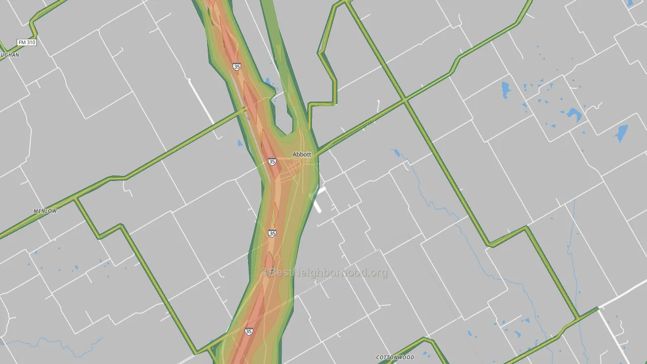 Abbott, TX Map of Noise Levels in Abbott