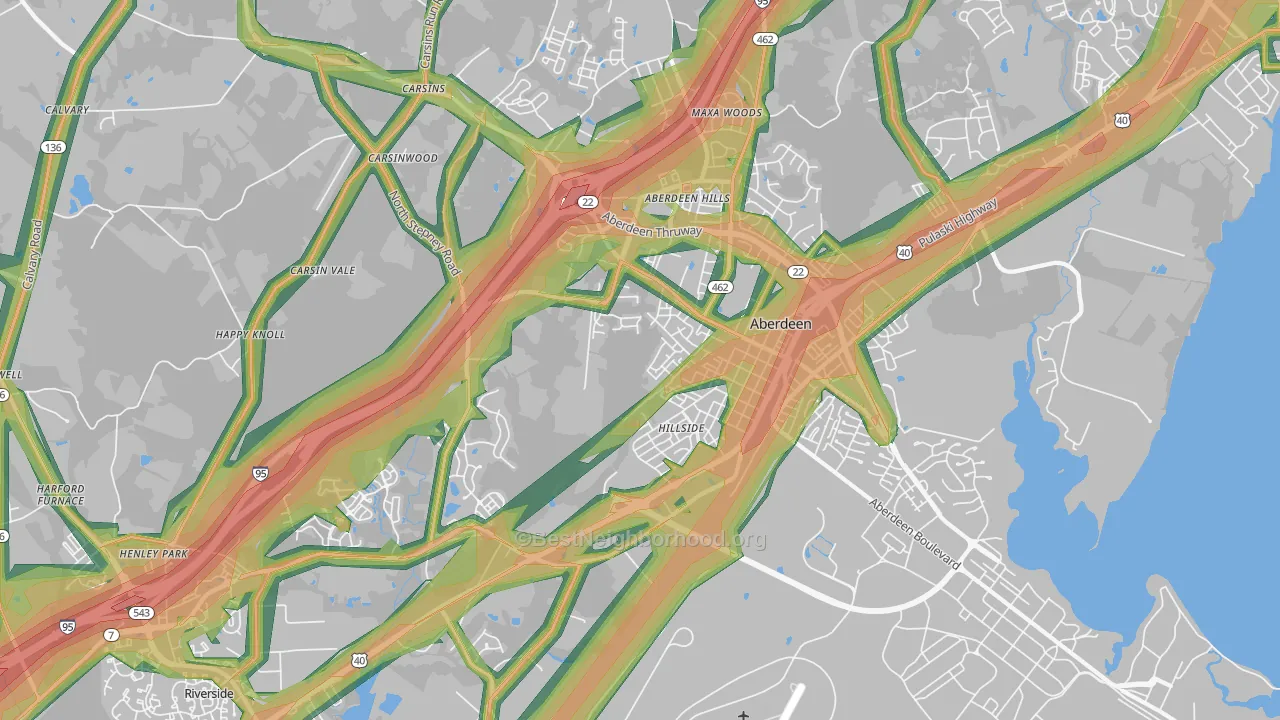 Aberdeen, MD Map of Noise Levels in Aberdeen