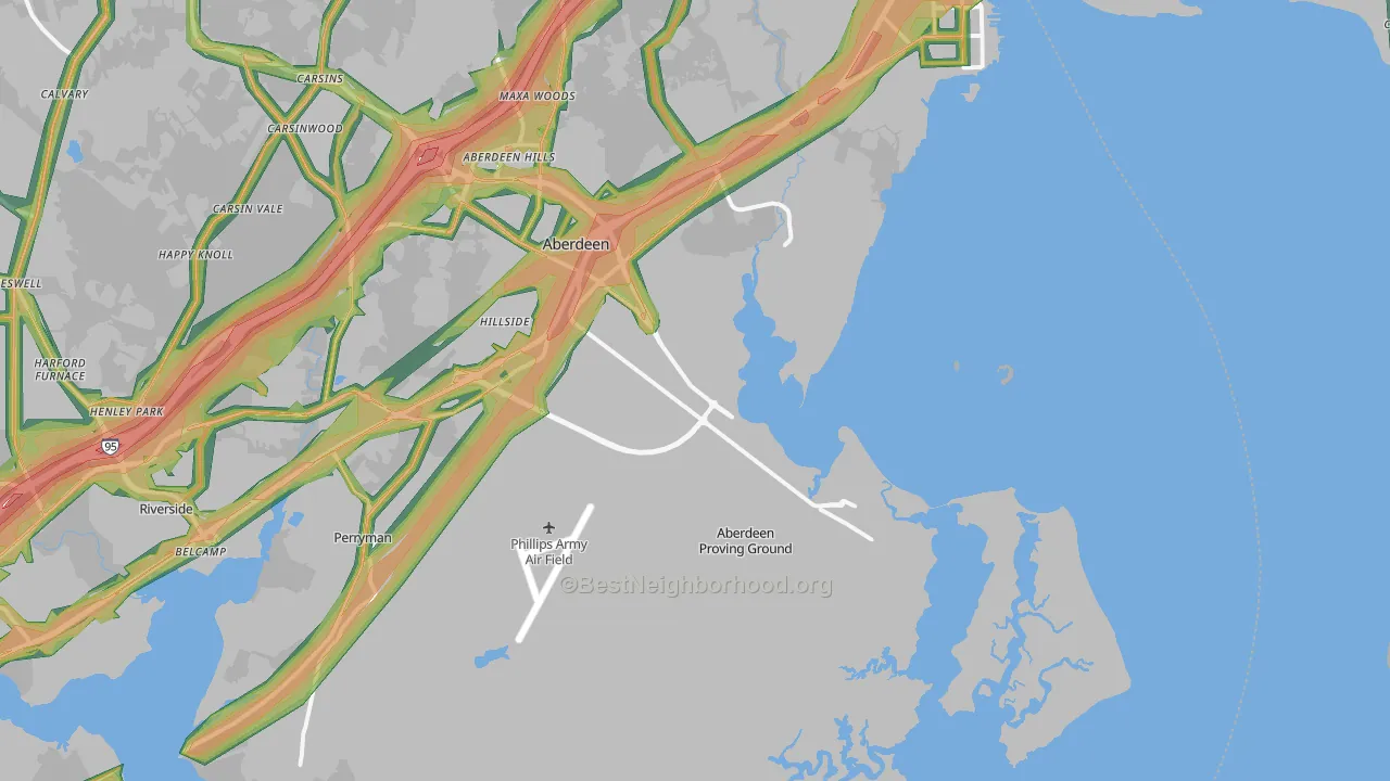 Aberdeen Proving Ground, MD Map of Noise Levels in Aberdeen Proving Ground