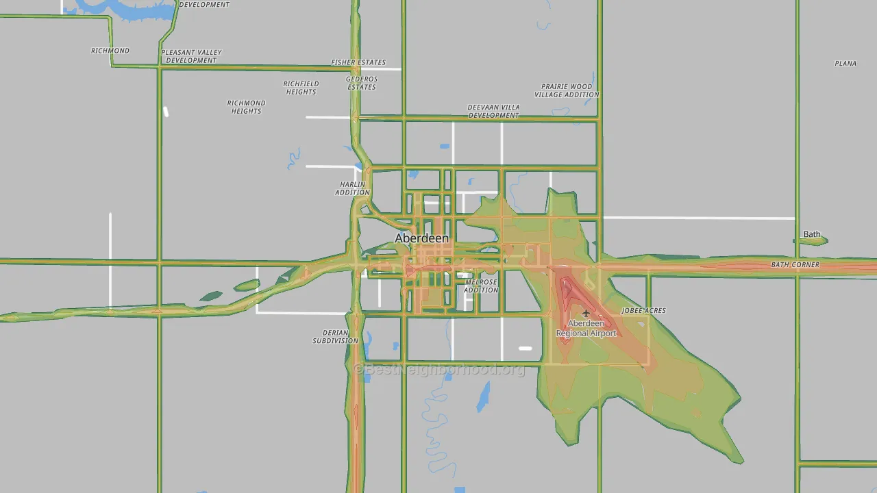 Aberdeen, SD Map of Noise Levels in Aberdeen