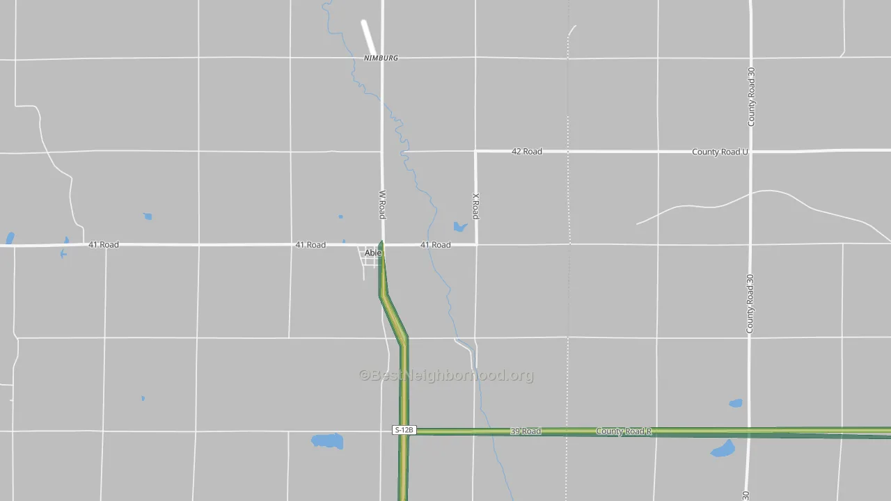 Abie, NE Map of Noise Levels in Abie