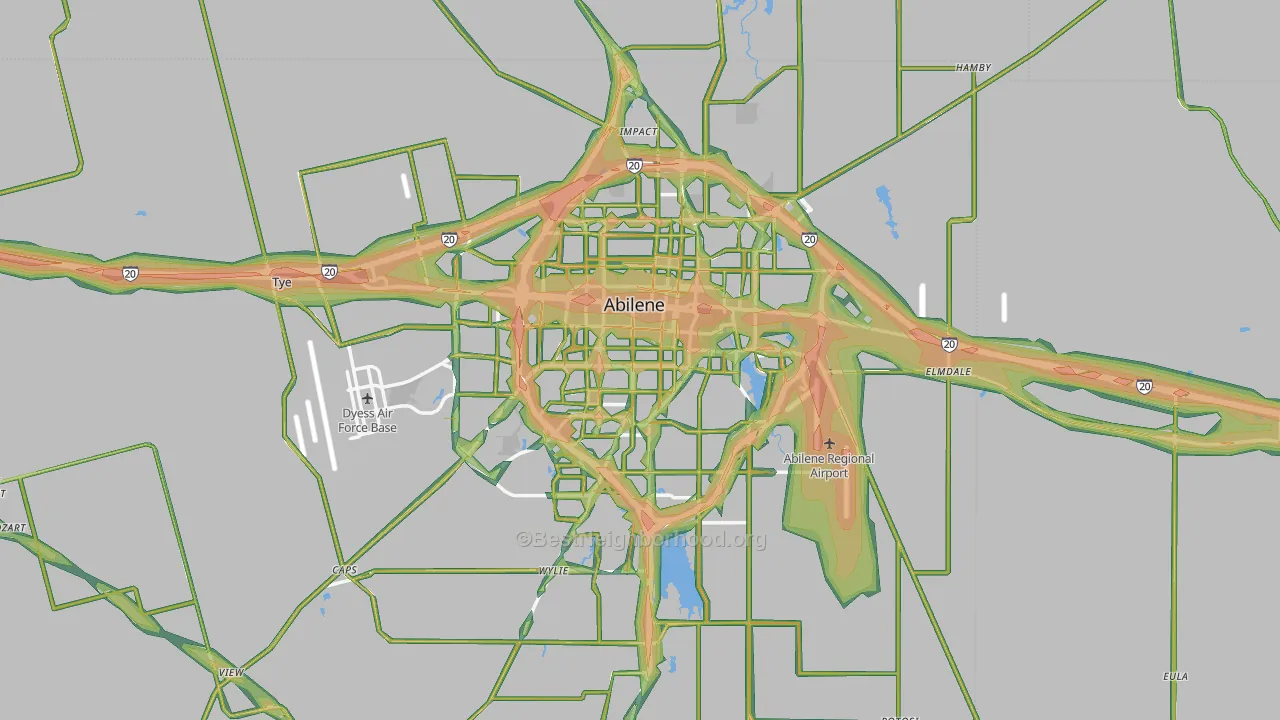 Abilene, TX Map of Noise Levels in Abilene