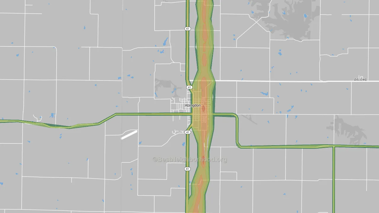 Abingdon, IL Map of Noise Levels in Abingdon