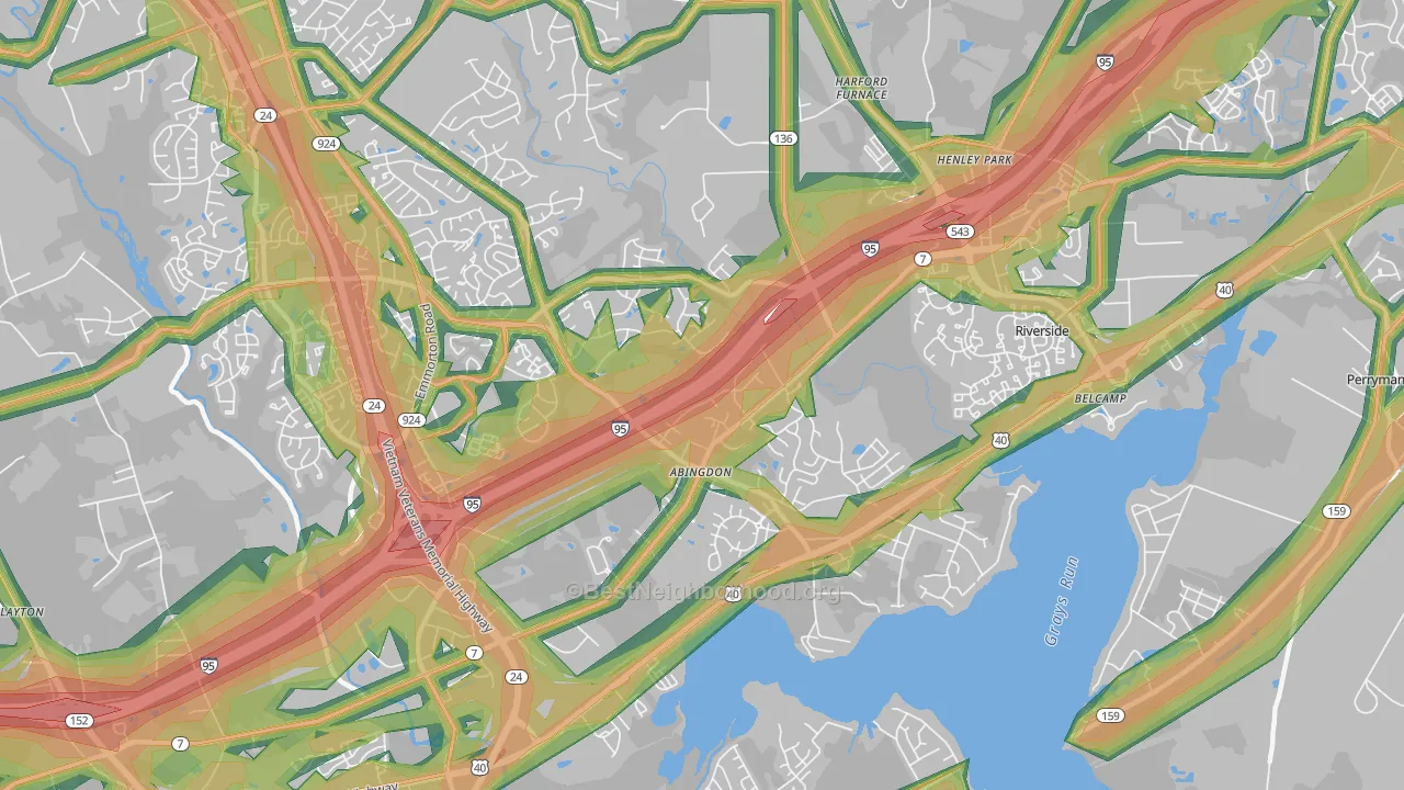 Abingdon, MD Map of Noise Levels in Abingdon