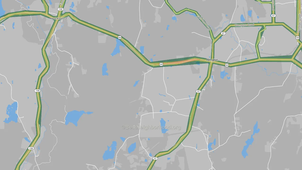 Abington, CT Map of Noise Levels in Abington
