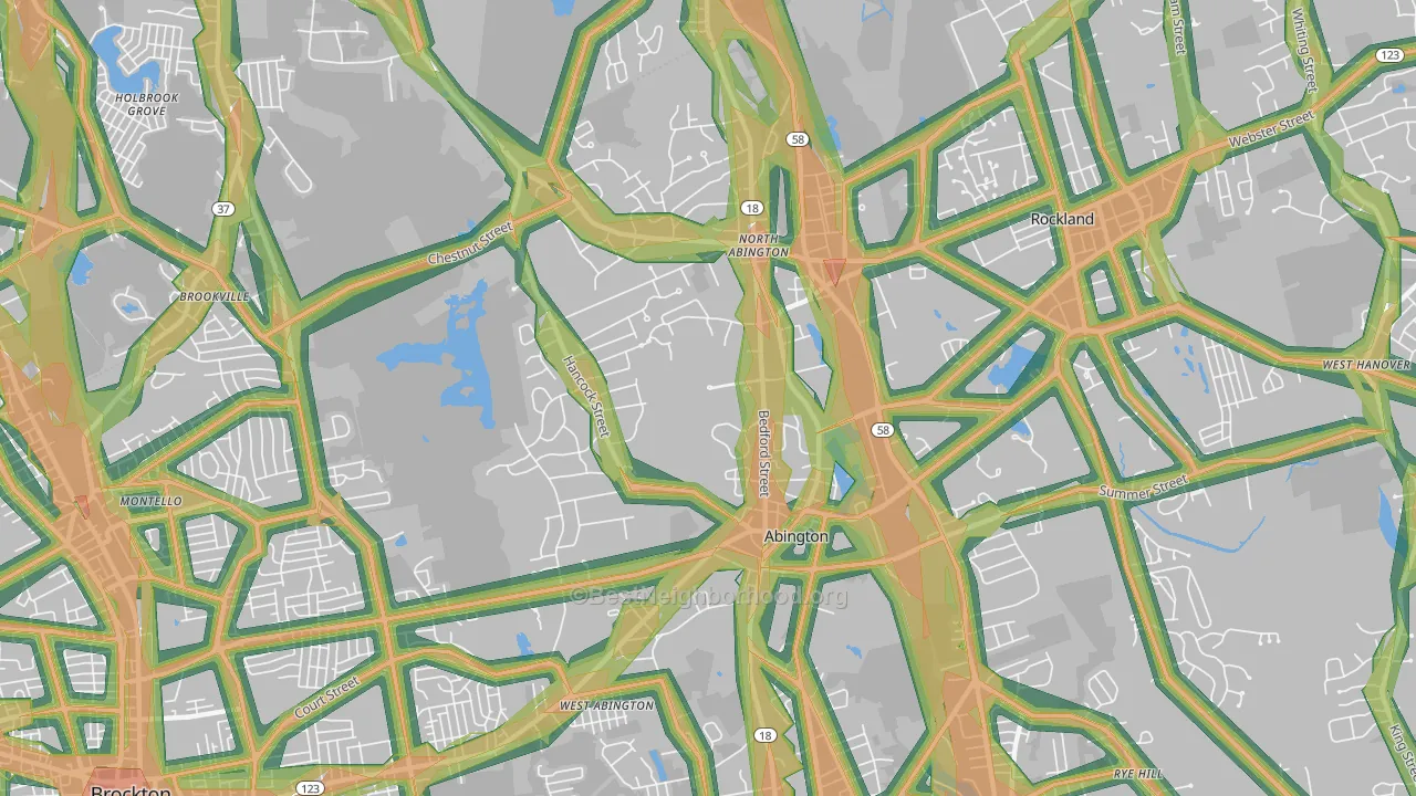 Abington, MA Map of Noise Levels in Abington