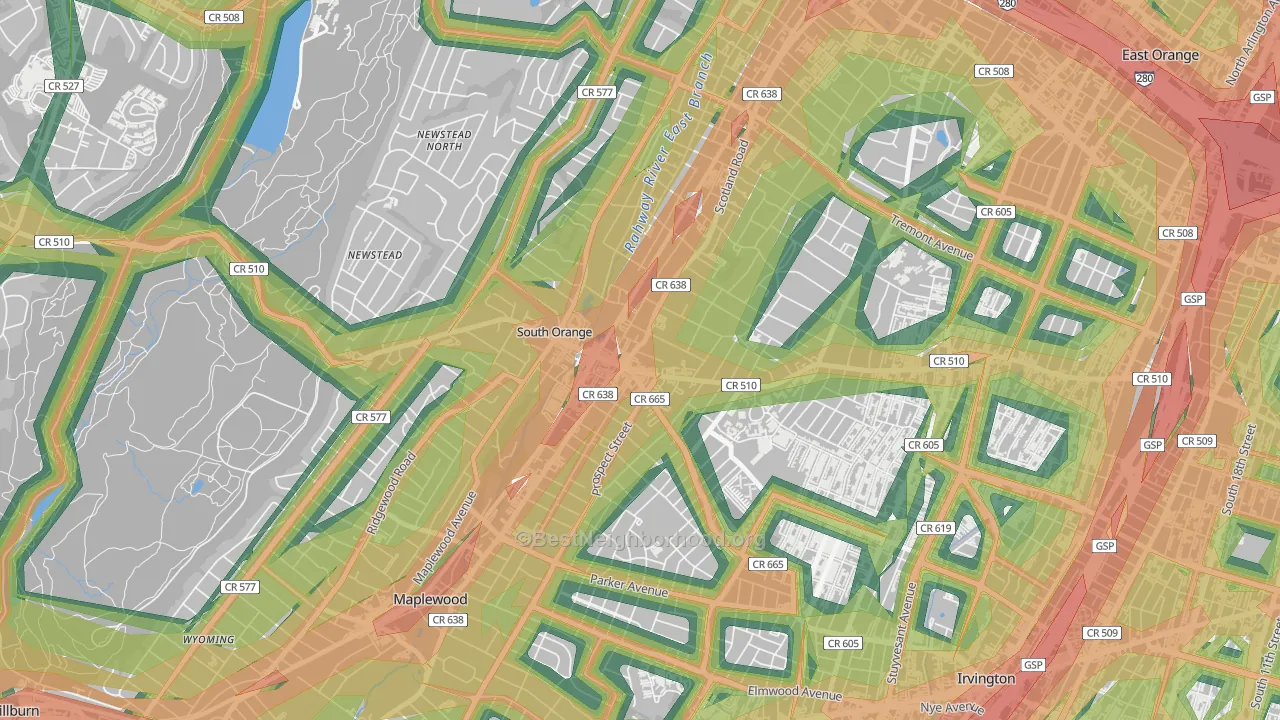 Academy Heights, Orange, NJ Map of Noise Levels in Academy Heights