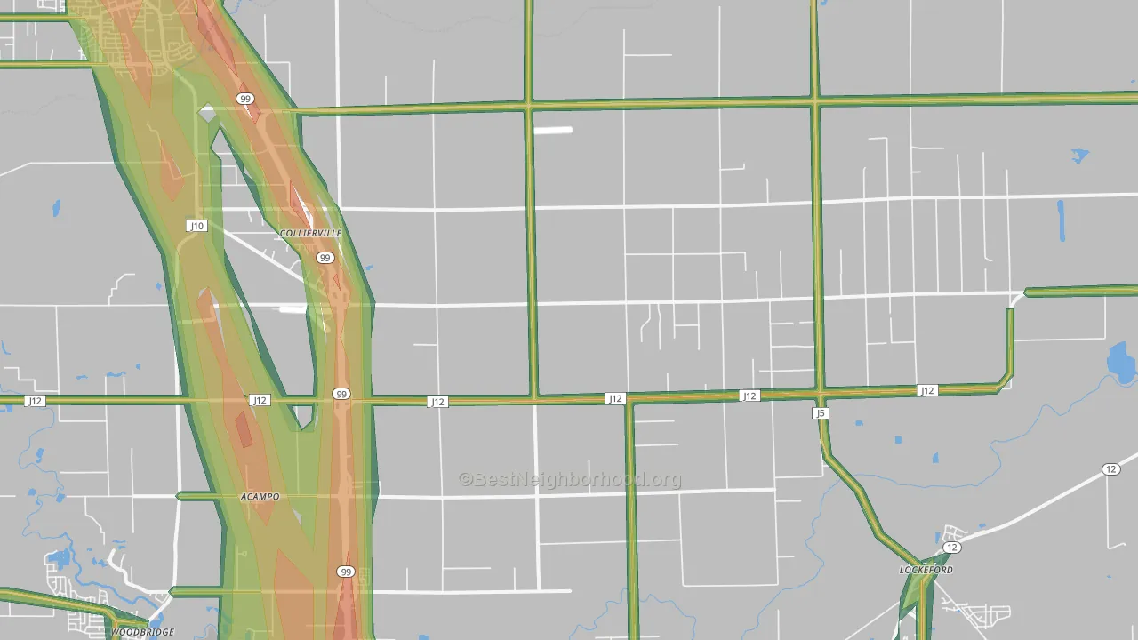 Acampo, CA Map of Noise Levels in Acampo