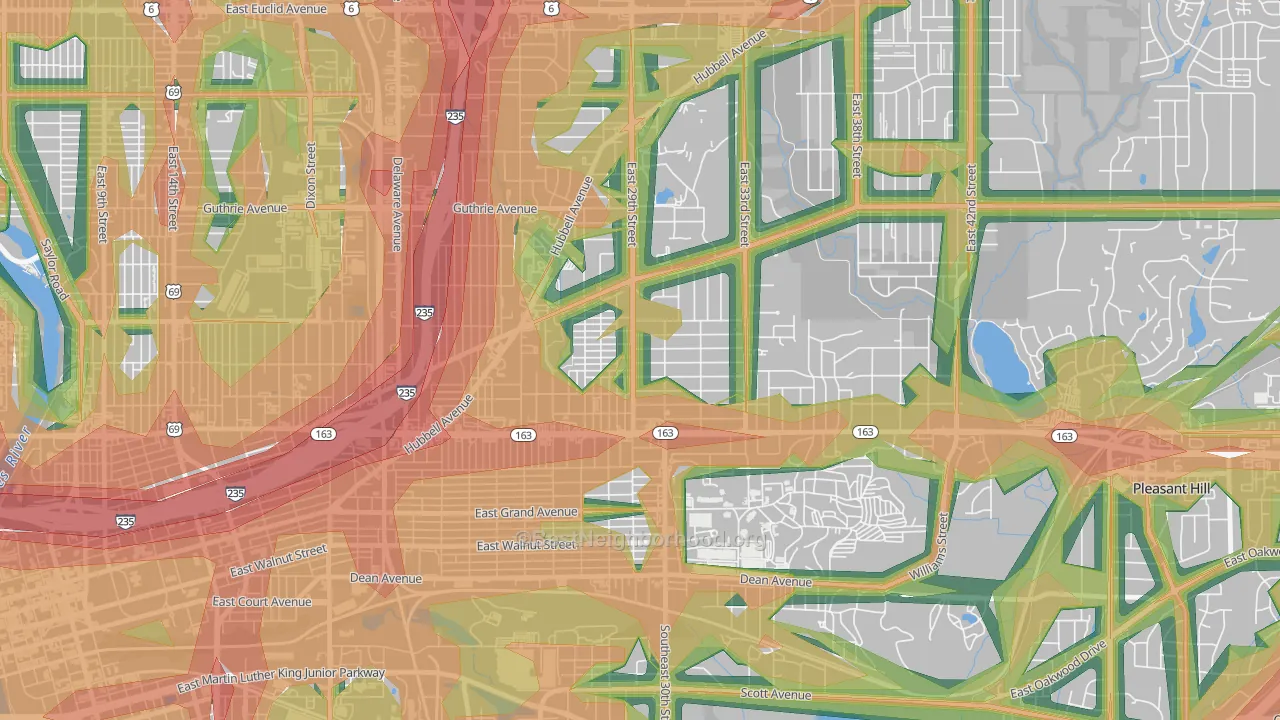 Accent, Des Moines, IA Map of Noise Levels in Accent