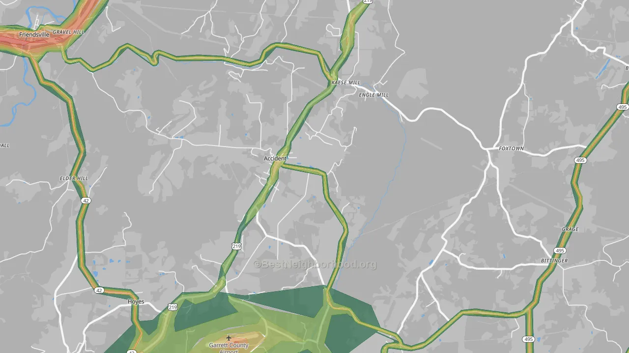 Accident, MD Map of Noise Levels in Accident