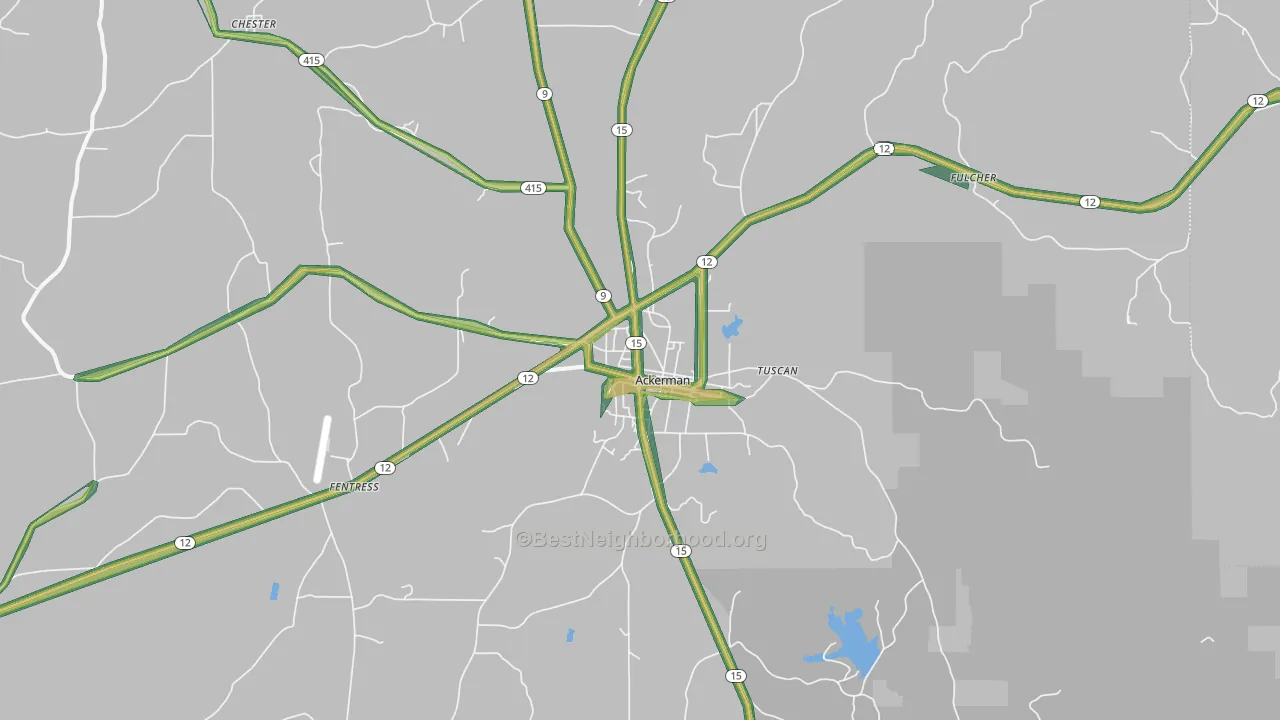 Ackerman, MS Map of Noise Levels in Ackerman