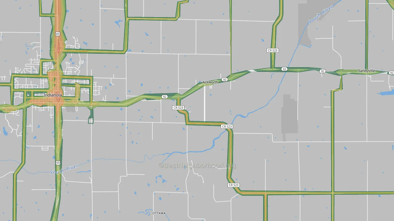 Ackworth, IA Map of Noise Levels in Ackworth