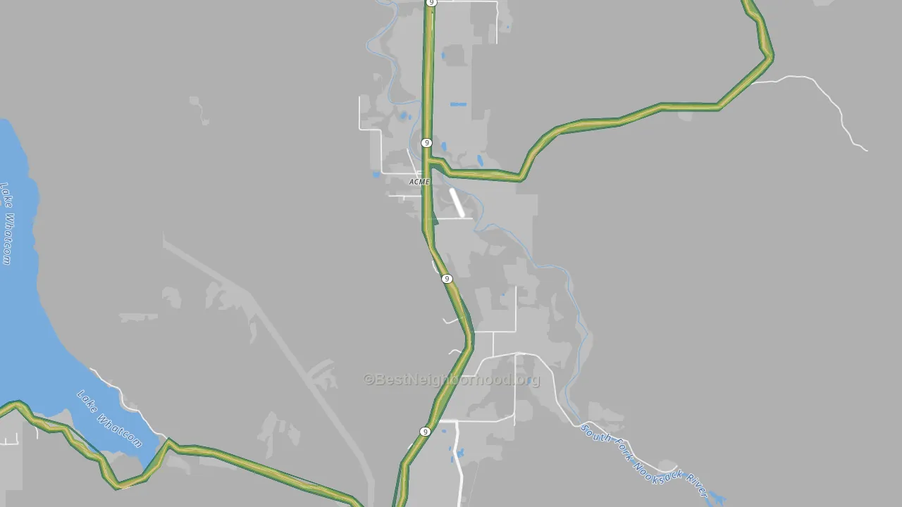 Acme, WA Map of Noise Levels in Acme
