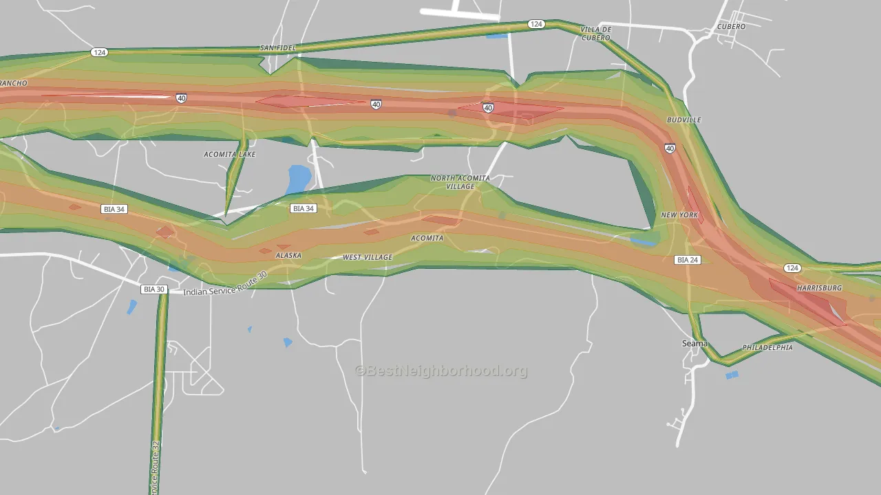 Acoma Pueblo, NM Map of Noise Levels in Acoma Pueblo