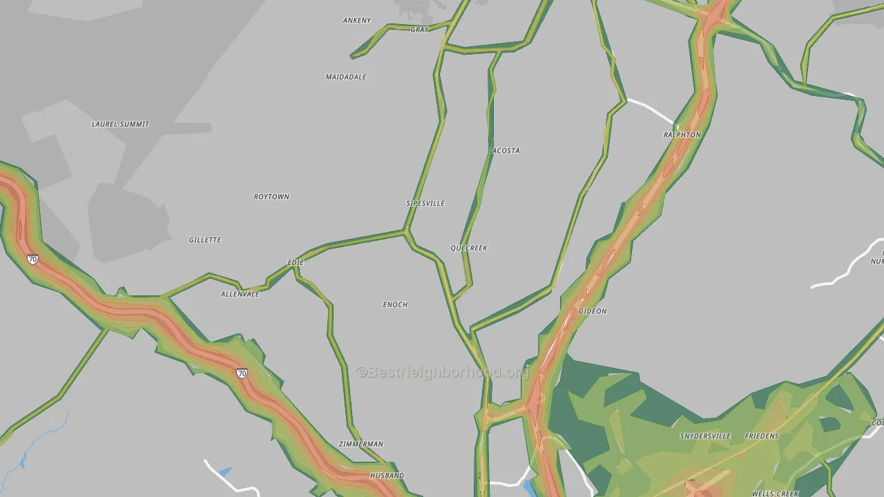 Acosta, PA Map of Noise Levels in Acosta