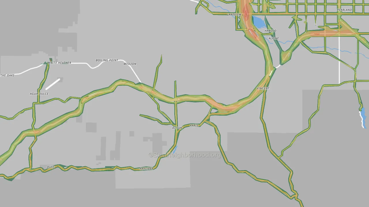 Acton, CA Map of Noise Levels in Acton