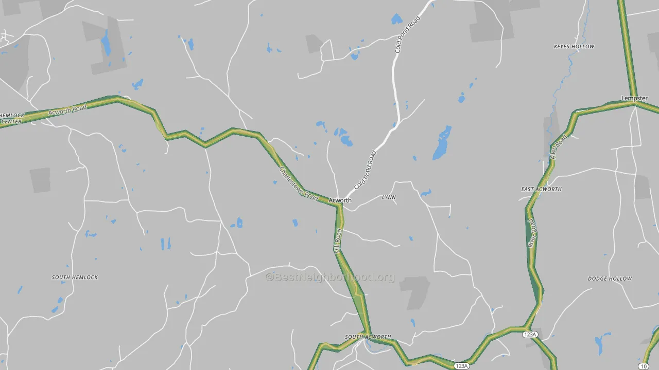 Acworth, NH Map of Noise Levels in Acworth