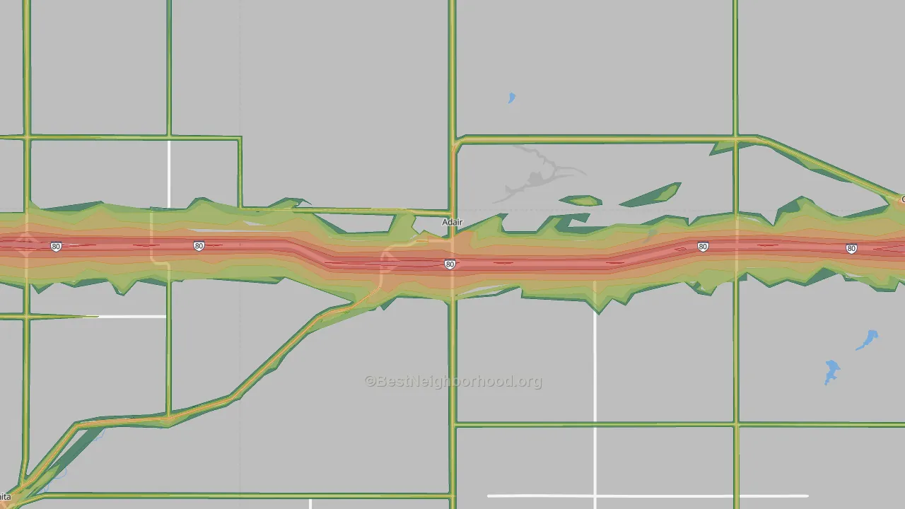 Adair, IA Map of Noise Levels in Adair