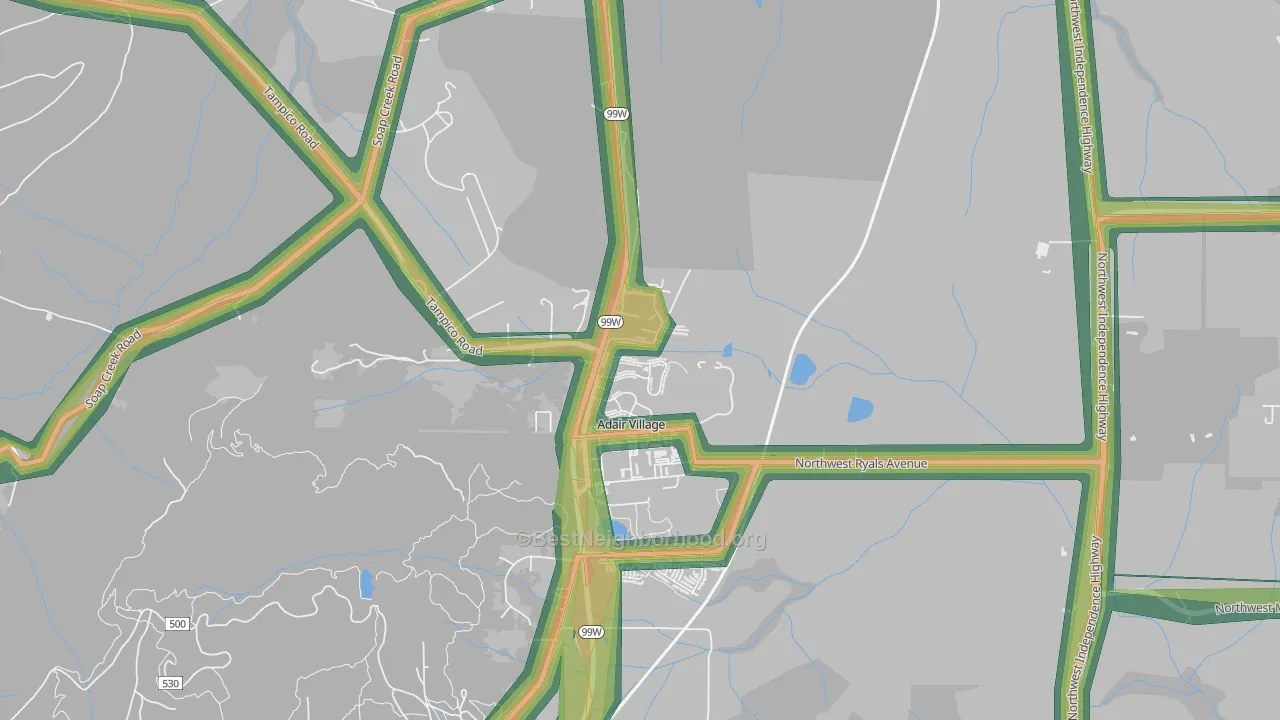 Adair Village, OR Map of Noise Levels in Adair Village