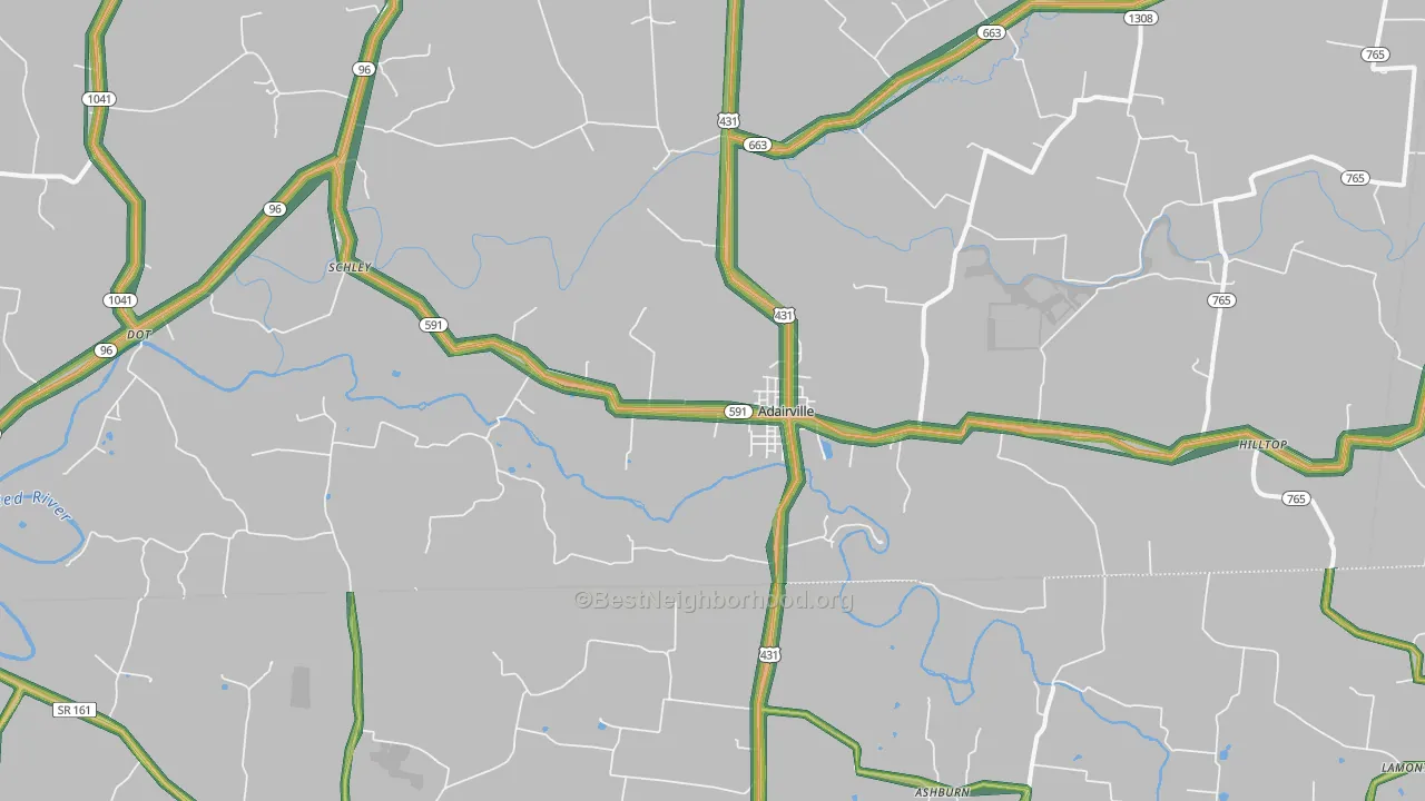 Adairville, KY Map of Noise Levels in Adairville