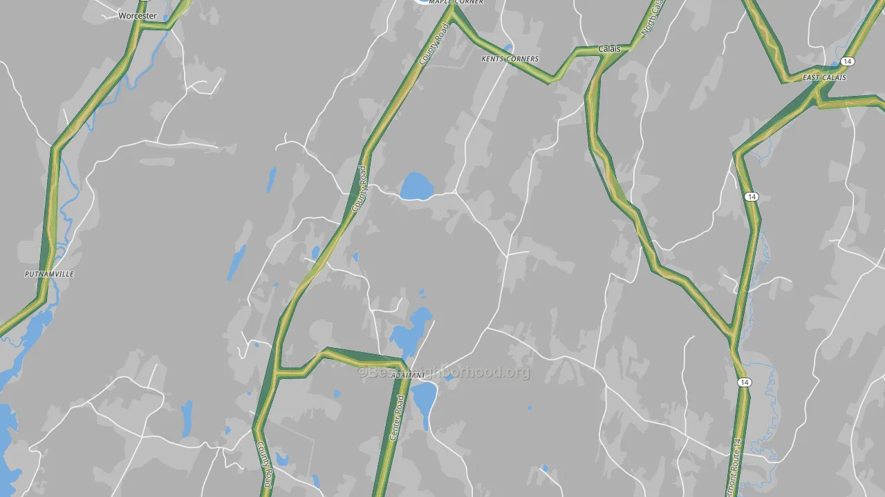 Adamant, VT Map of Noise Levels in Adamant