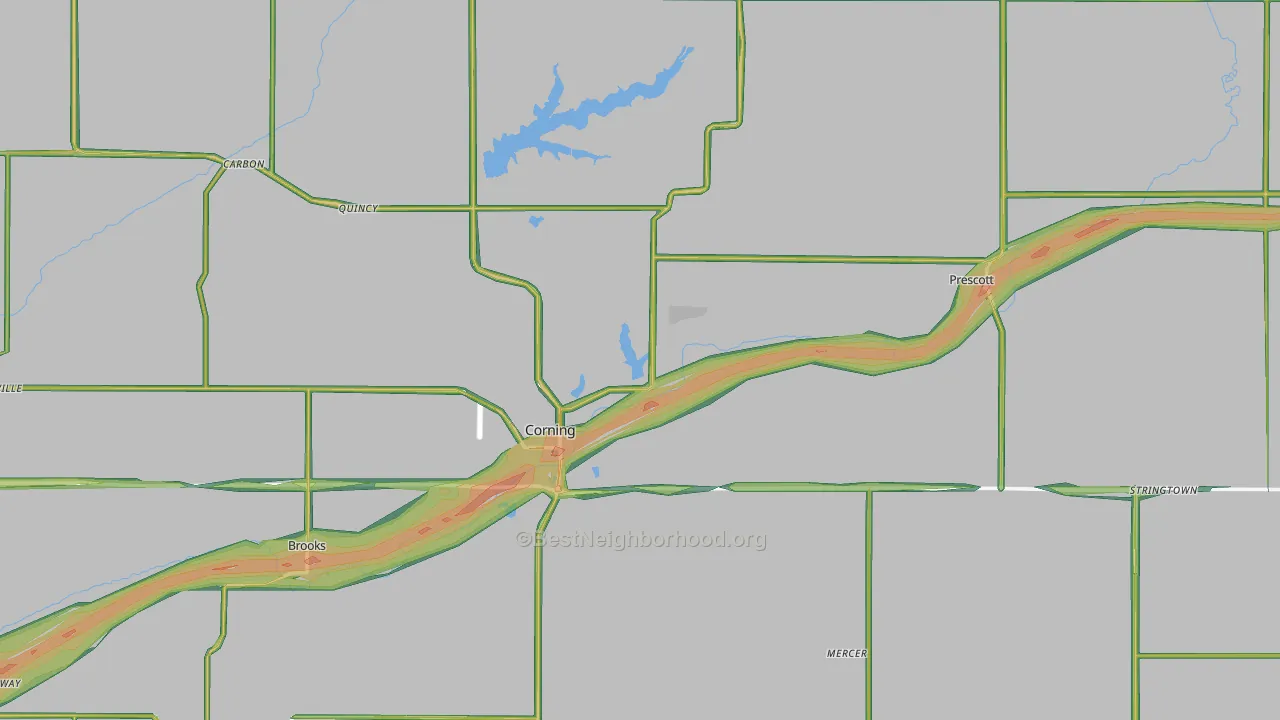 Adams County, IA Map of Noise Levels in Adams County