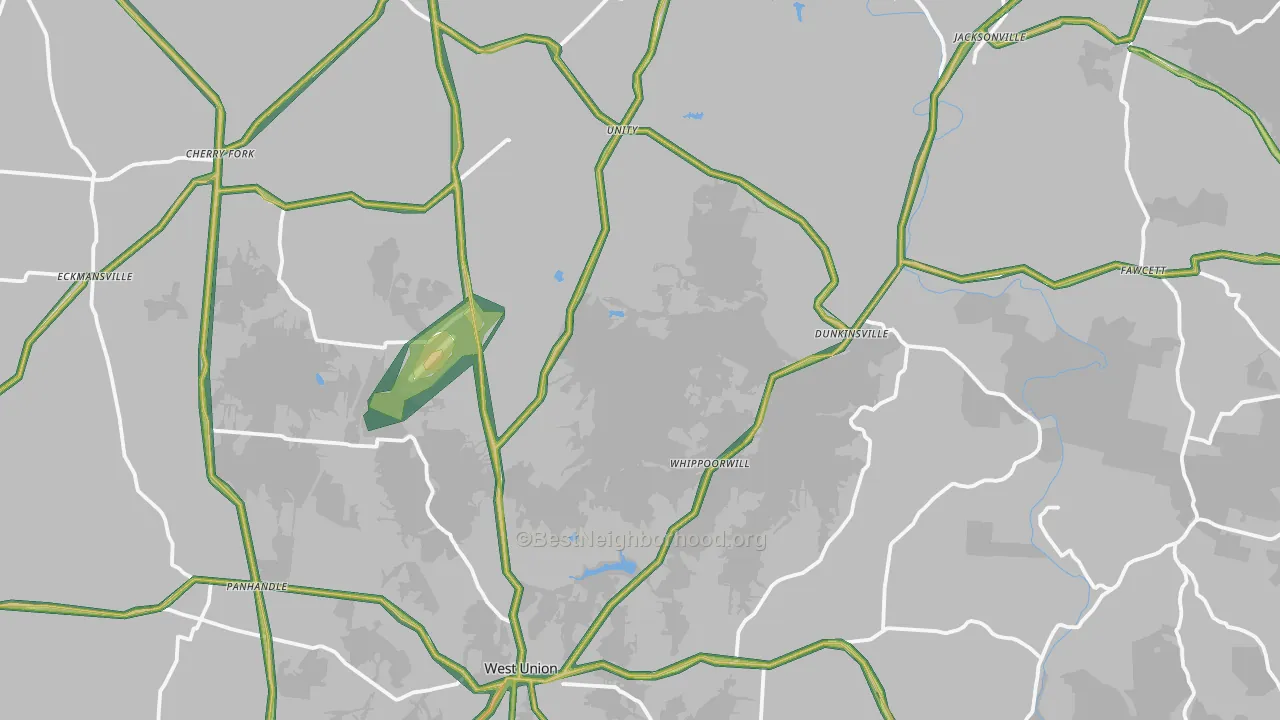 Adams County, OH Map of Noise Levels in Adams County