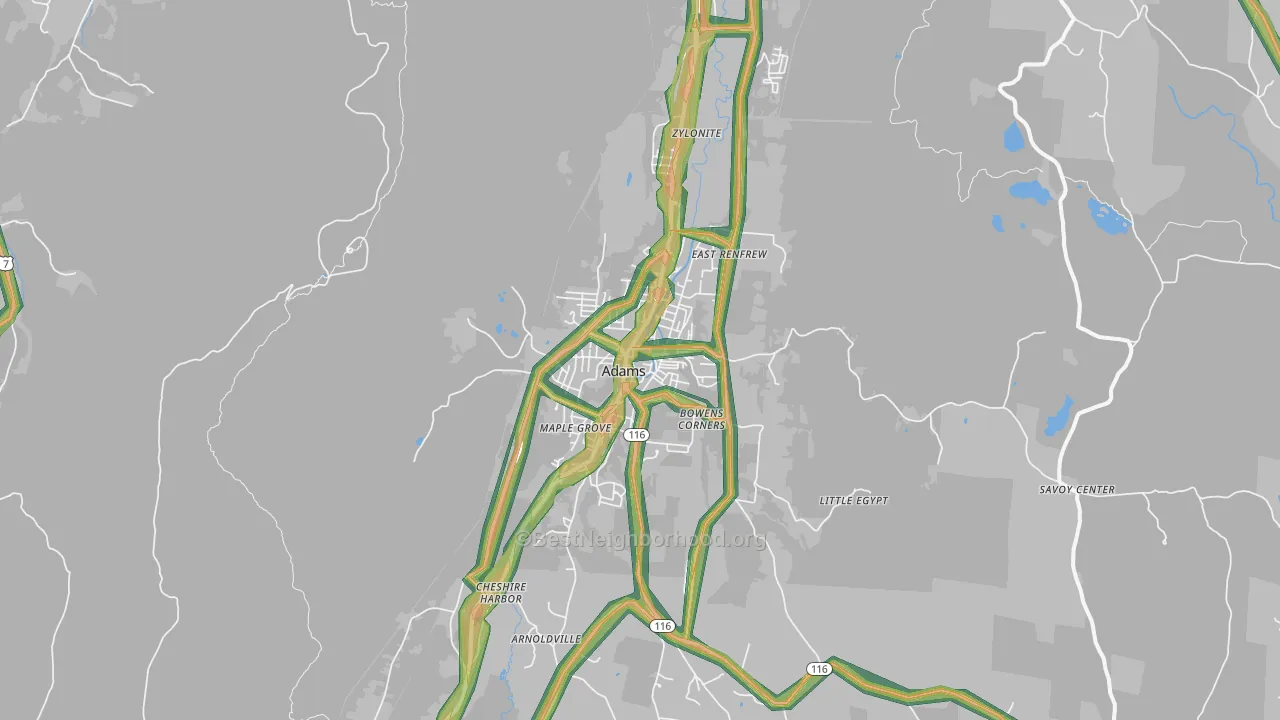 Adams, MA Map of Noise Levels in Adams