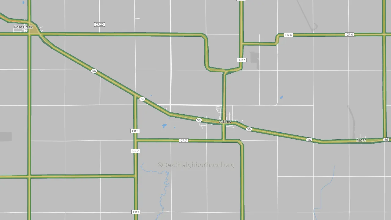 Adams, MN Map of Noise Levels in Adams