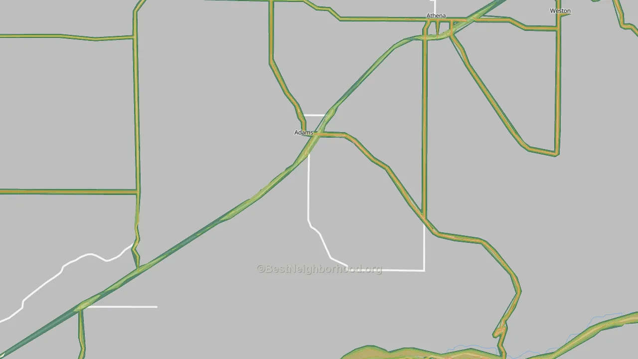 Adams, OR Map of Noise Levels in Adams