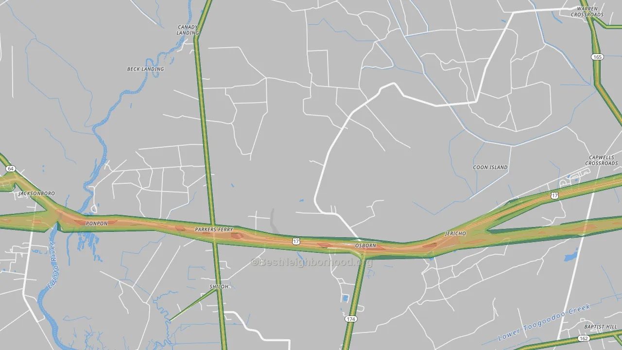 Adams Run, SC Map of Noise Levels in Adams Run