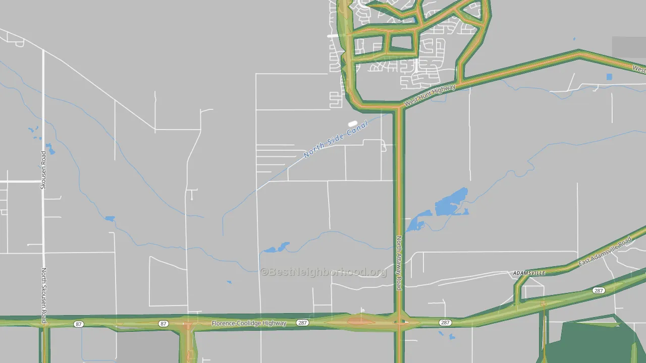 Adamsville, AZ Map of Noise Levels in Adamsville