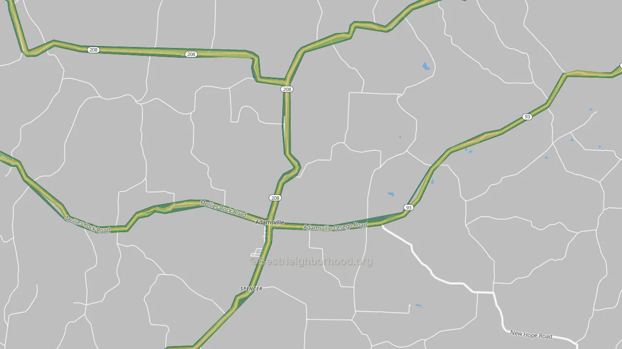 Adamsville, OH Map of Noise Levels in Adamsville
