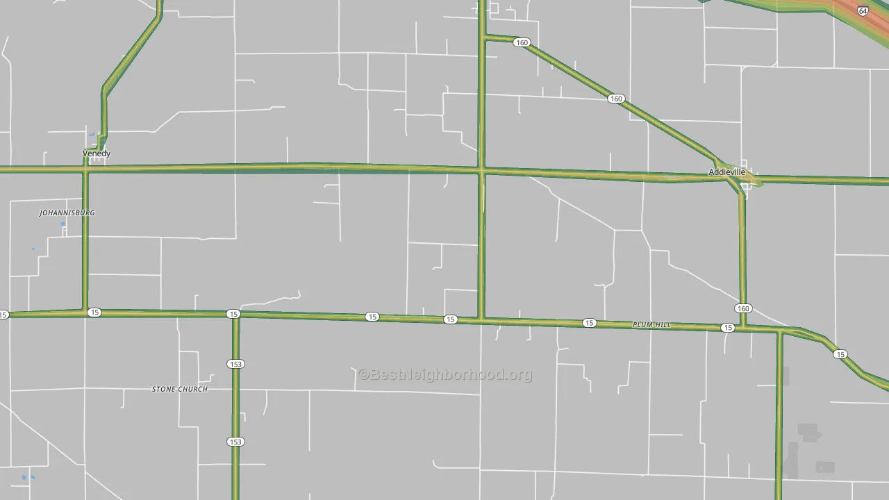 Addieville, IL Map of Noise Levels in Addieville
