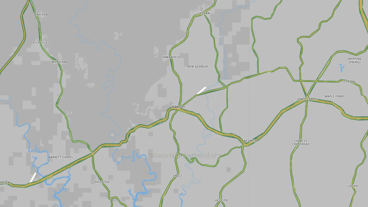Addison, AL Map of Noise Levels in Addison