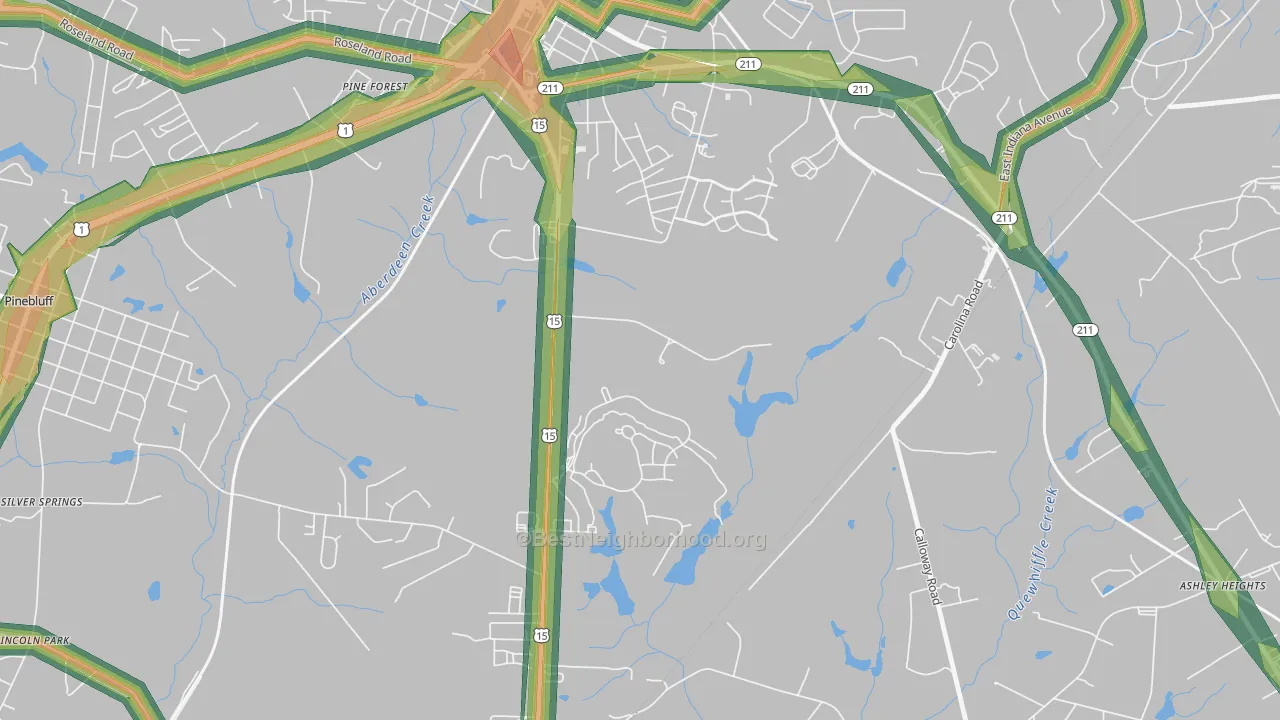 Addor, NC Map of Noise Levels in Addor