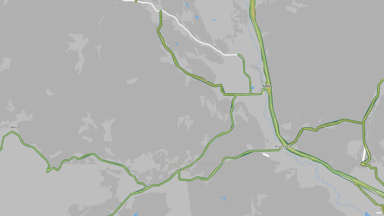 Addy, WA Map of Noise Levels in Addy