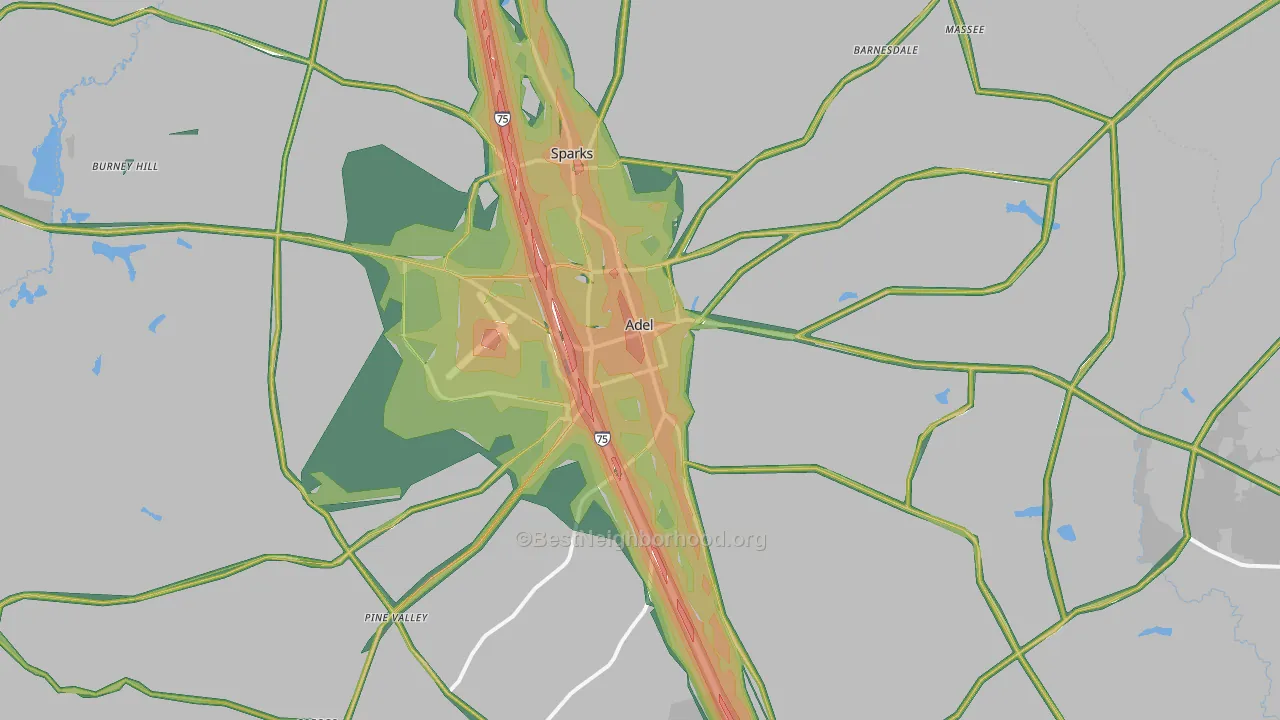 Adel, GA Map of Noise Levels in Adel