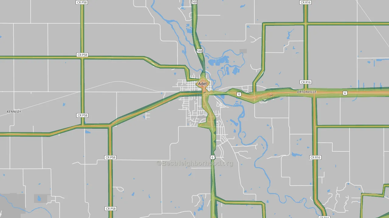 Adel, IA Map of Noise Levels in Adel