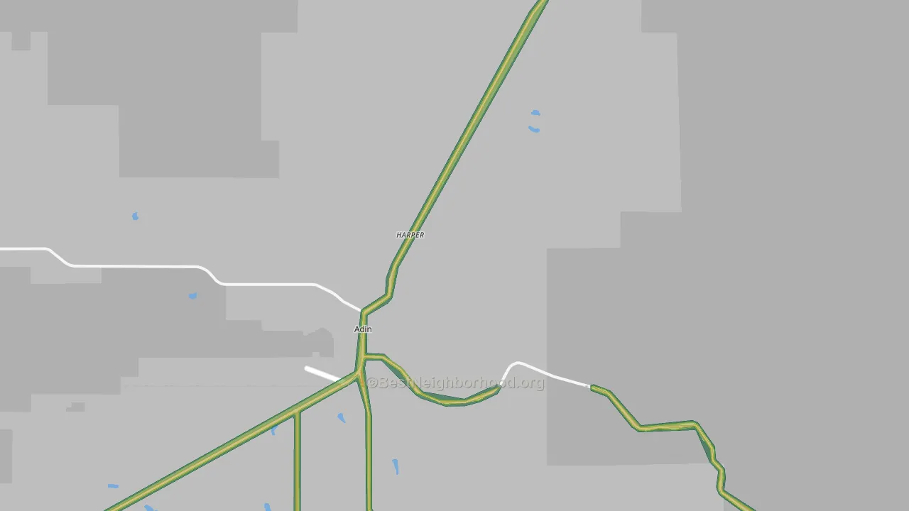 Adin, CA Map of Noise Levels in Adin