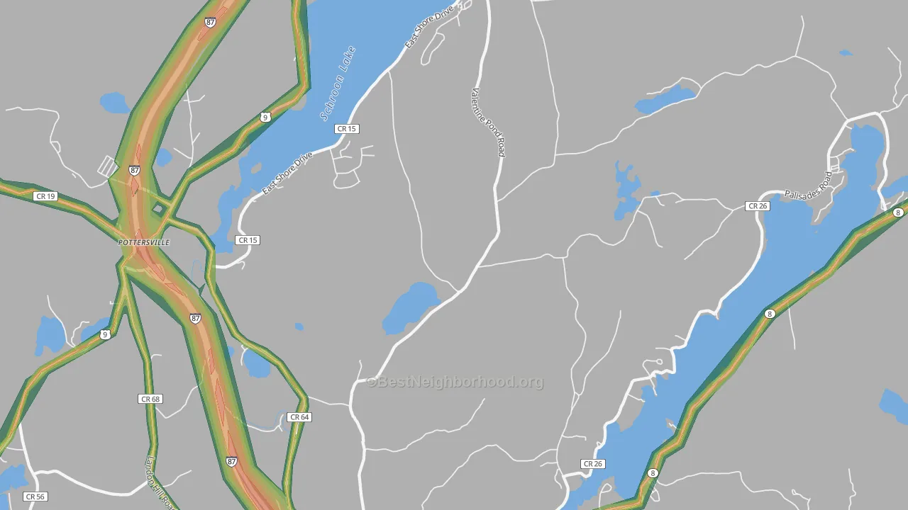 Adirondack, NY Map of Noise Levels in Adirondack