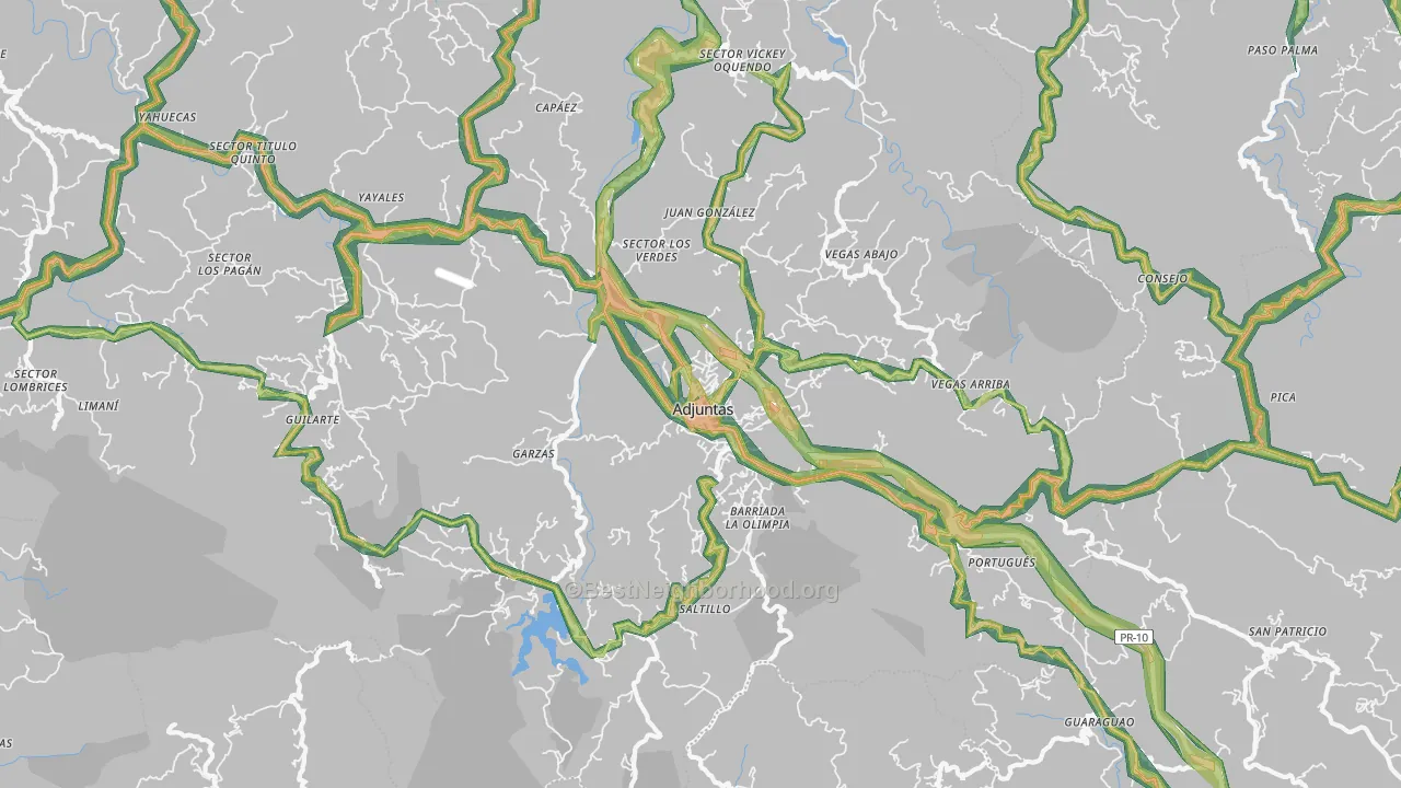 Adjuntas, PR Map of Noise Levels in Adjuntas