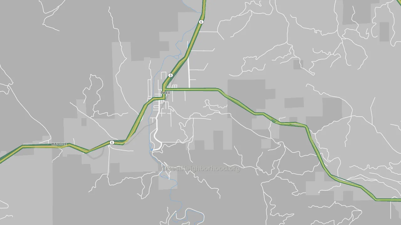Adna, WA Map of Noise Levels in Adna