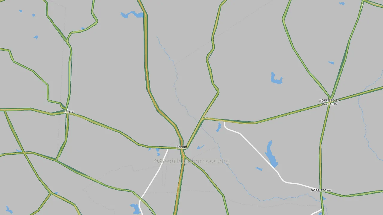 Adrian, GA Map of Noise Levels in Adrian