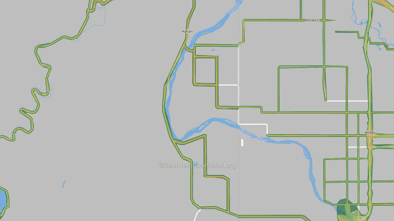 Adrian, OR Map of Noise Levels in Adrian