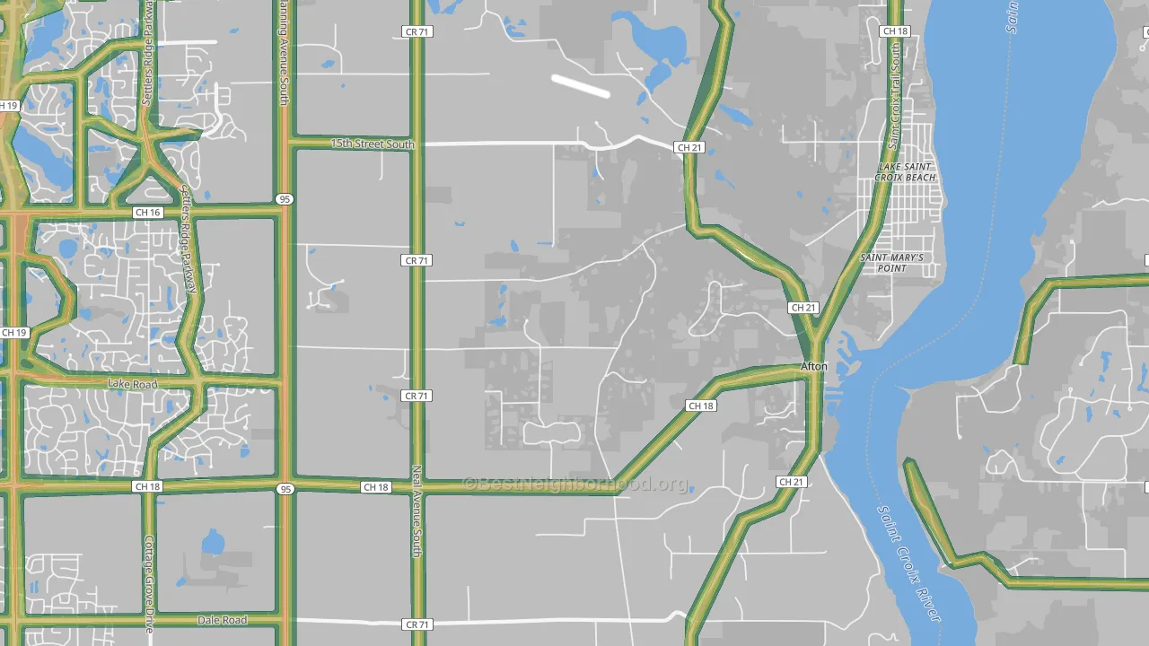 Afton, MN Map of Noise Levels in Afton