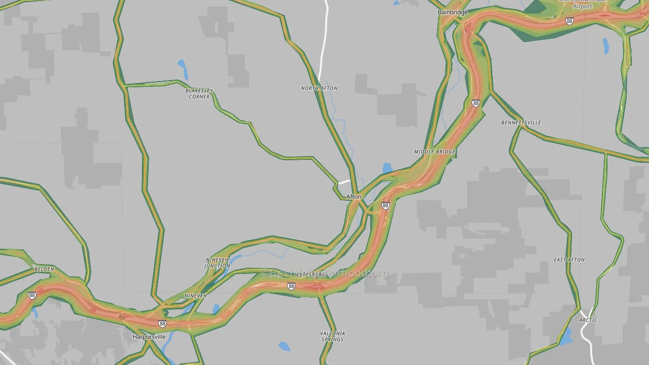 Afton, NY Map of Noise Levels in Afton