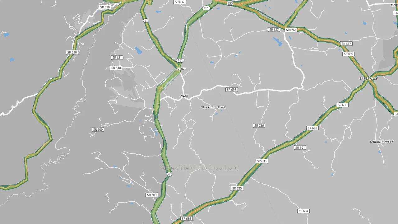 Afton, VA Map of Noise Levels in Afton