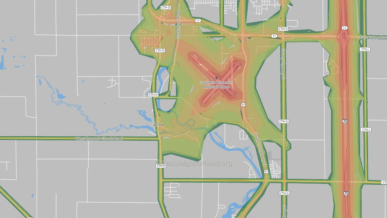 Afton, WI Map of Noise Levels in Afton