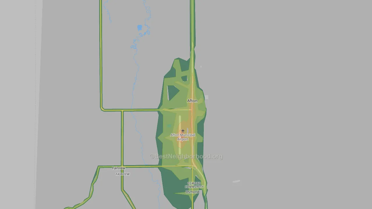 Afton, WY Map of Noise Levels in Afton